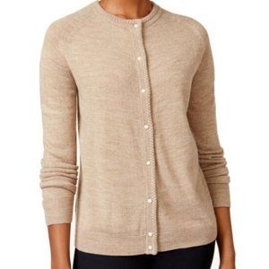 Karen Scott Luxsoft Pearl Button Cardigan Brown
